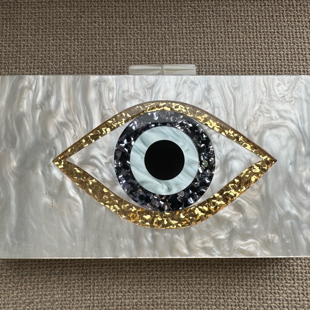 Eye Design Clutch with Gold Accents